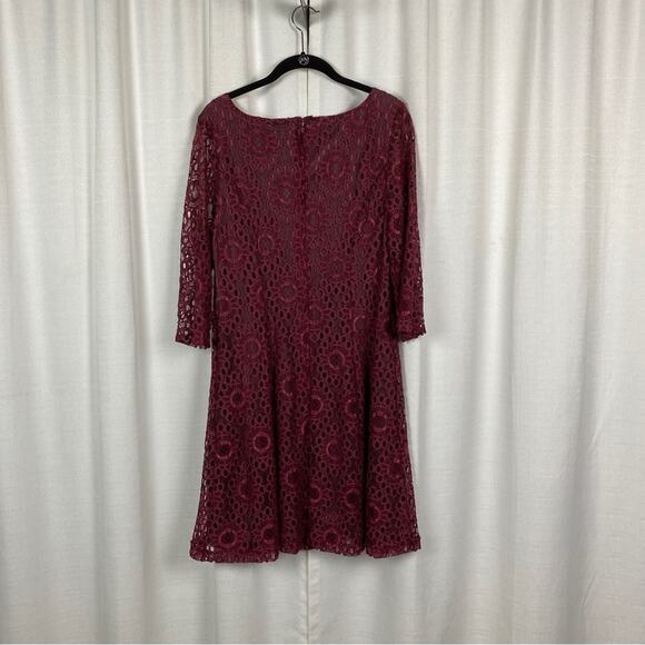 ModCloth Burgundy Crochet Lace Dress Sz.L - Picture 8 of 15